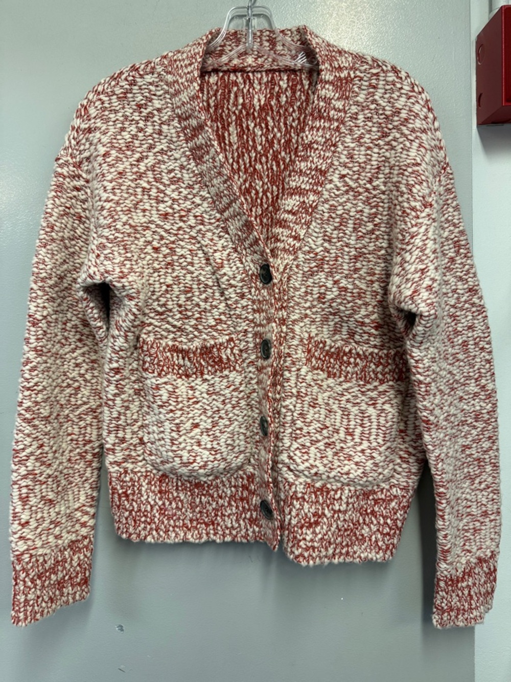 Kenzo Women's Marled Rust and Cream Button Cardigan Sweater